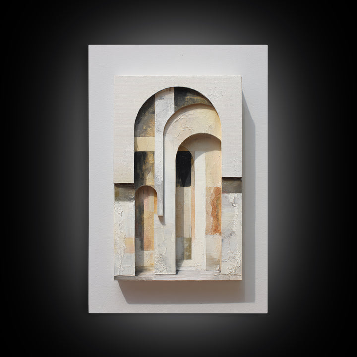 Architectural Arch Study Framed Canvas Print, Above Sofa Art, Textured Painting, Living Room Decor, Abstract Art, Statement, ASA-2x3-17