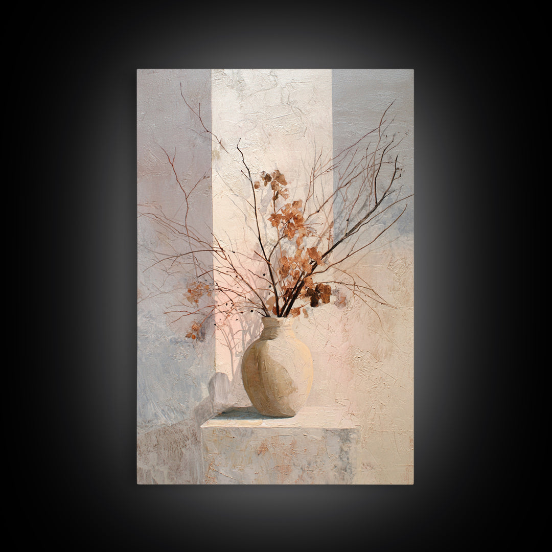 Large Neutral Still Life Framed Canvas Print, Above Sofa Art, Statement Artwork, Living Room Decor, Fine Art, Statement, ASA-2x3-22