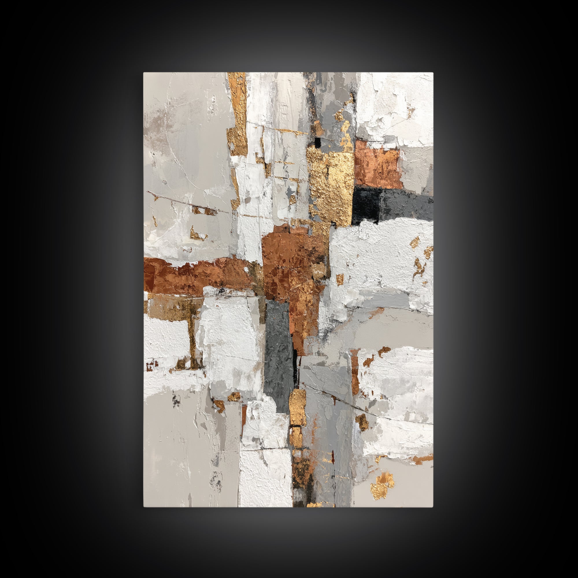 Luxury Monochrome Stone Composition Framed Canvas Print, Above Sofa Art, Canvas Print, Living Room Decor, Fine Art, Statement, ASA-2x3-3
