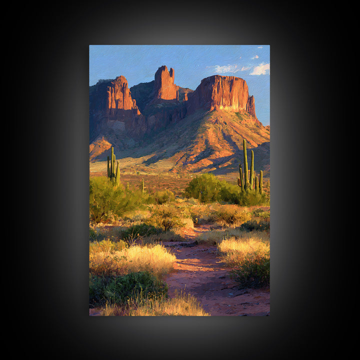 Desert Mesa Panorama Framed Canvas Print, Above Sofa Art, Modern Art, Living Room Decor, Fine Art, Statement, Art Print, ASA-2x3-4