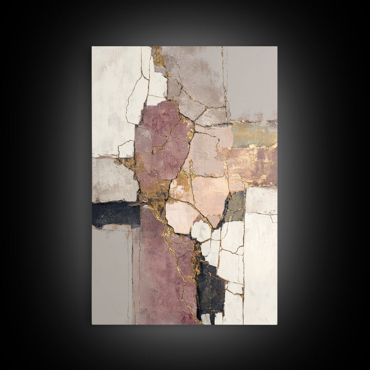 Textured Plaster Abstract Framed Canvas Print, Above Sofa Art, Neutral Decor, Living Room Decor, Abstract Art, Statement, ASA-2x3-43