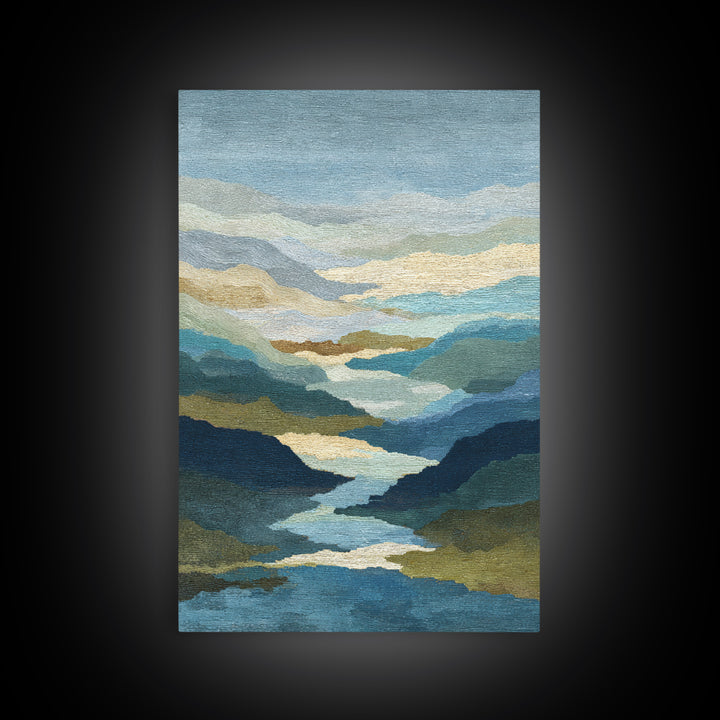 Abstract River Bends Framed Canvas Print, Above Sofa Art, Botanical Wall Art, Living Room Decor, Fine Art, Statement, ASA-2x3-55