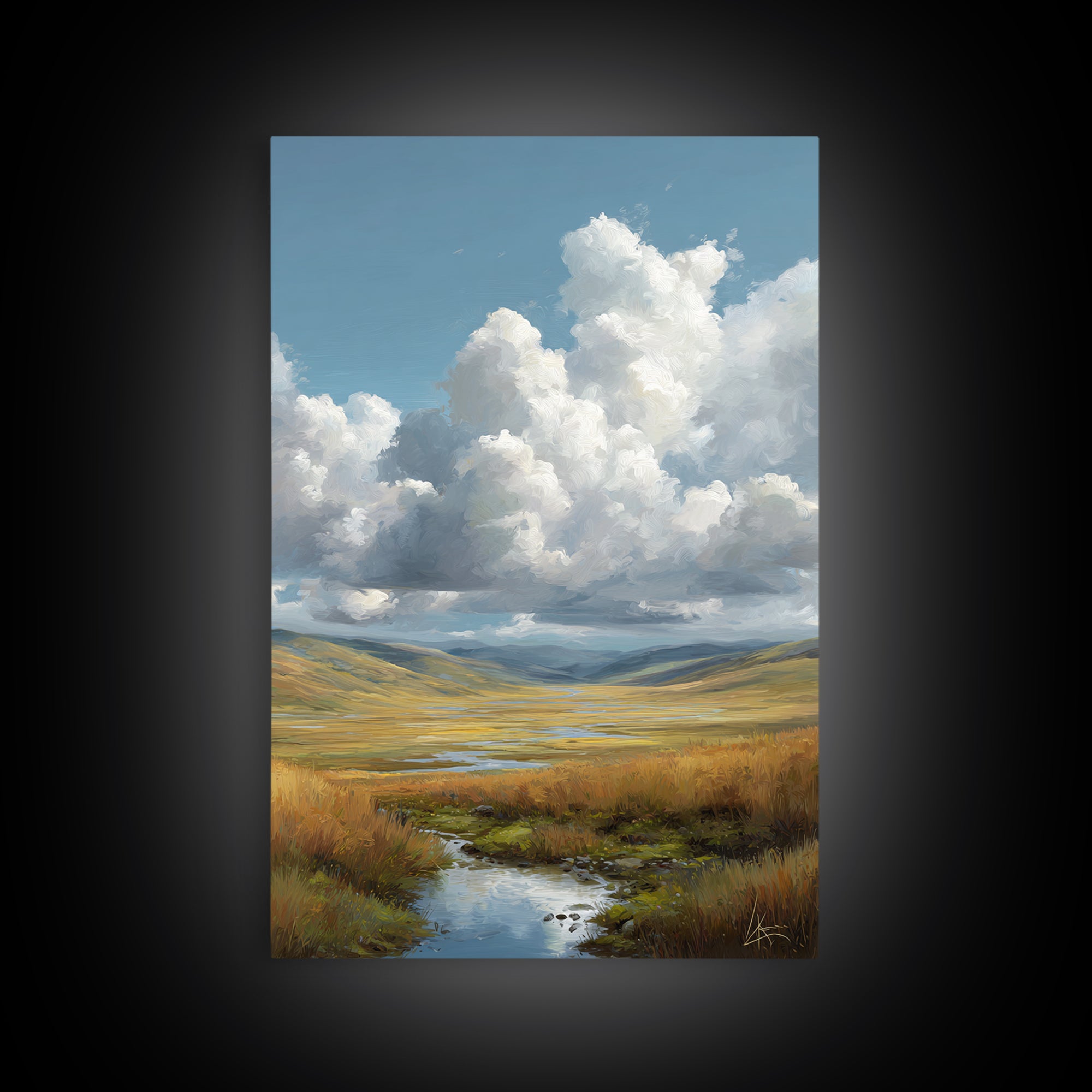 Dramatic Cloudscape over a Distant Valley Canvas Print, Above Sofa Art, Home Decor, Living Room Decor, Fine Art, Statement, ASA-2x3-61