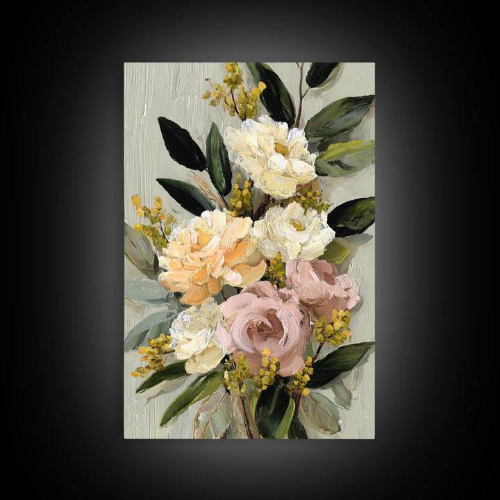 Large Expressive Floral Bouquet Canvas Print, Above Sofa Art, Wall Art, Living Room Decor, Statement, Horizontal Wall Art, ASA-2x3-62