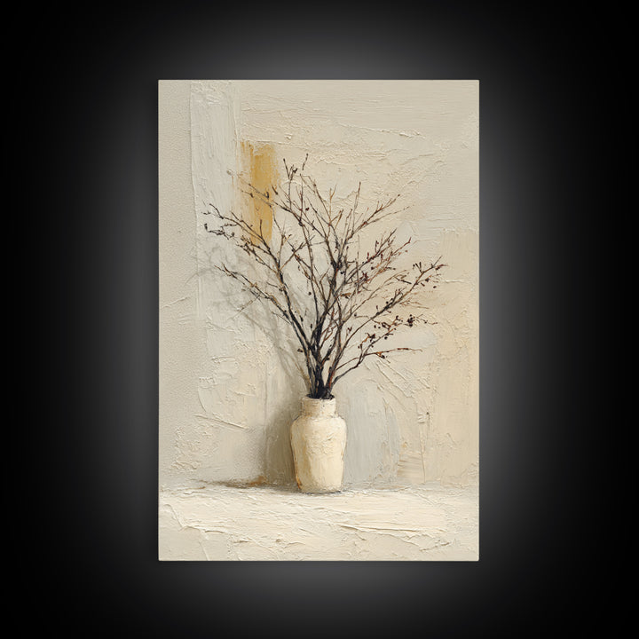 Large Neutral Still Life Canvas Print, Above Sofa Art, Textured Painting, Living Room Decor, Oil Painting, Statement, ASA-2x3-70