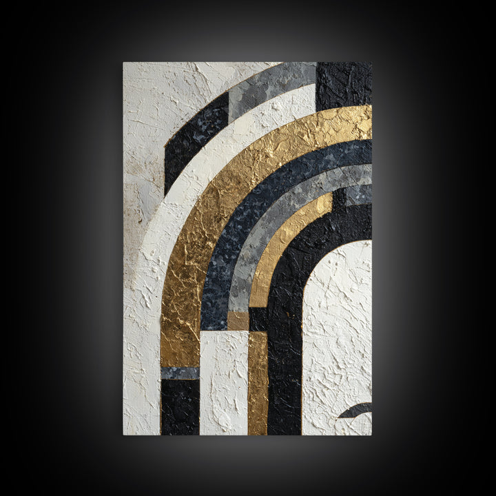 Luxury Monochrome Stone Composition Framed Canvas Print, Above Sofa Art, Room Decor, Living Room Decor, Fine Art, Statement, ASA-2x3-75