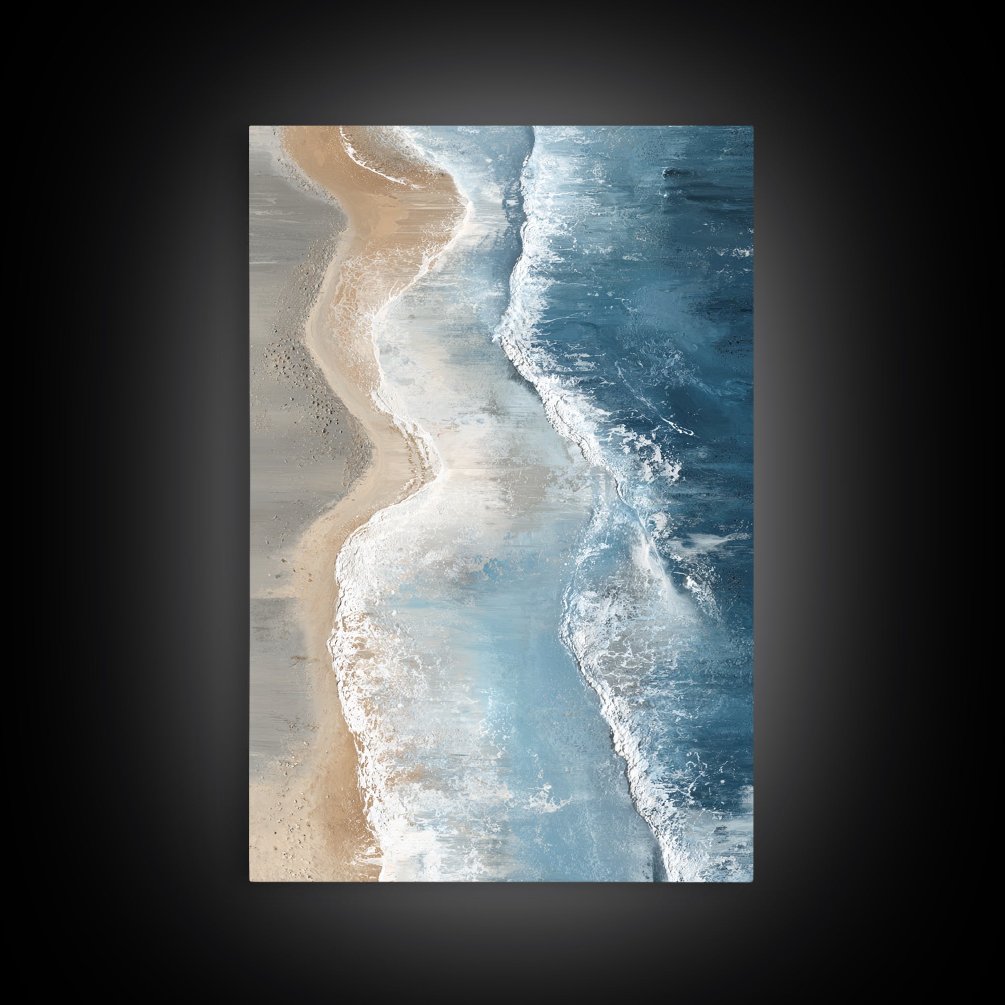 Panoramic Coastal Shoreline from an Aerial View Canvas Print, Above Sofa Art, Mid Century Modern, Living Room Decor, Statement, ASA-2x3-83