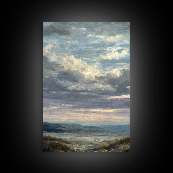 Dramatic Cloudscape over a Distant Valley Canvas Print, Above Sofa Art, Textured Wall Art, Living Room Decor, Statement, ASA-2x3-85