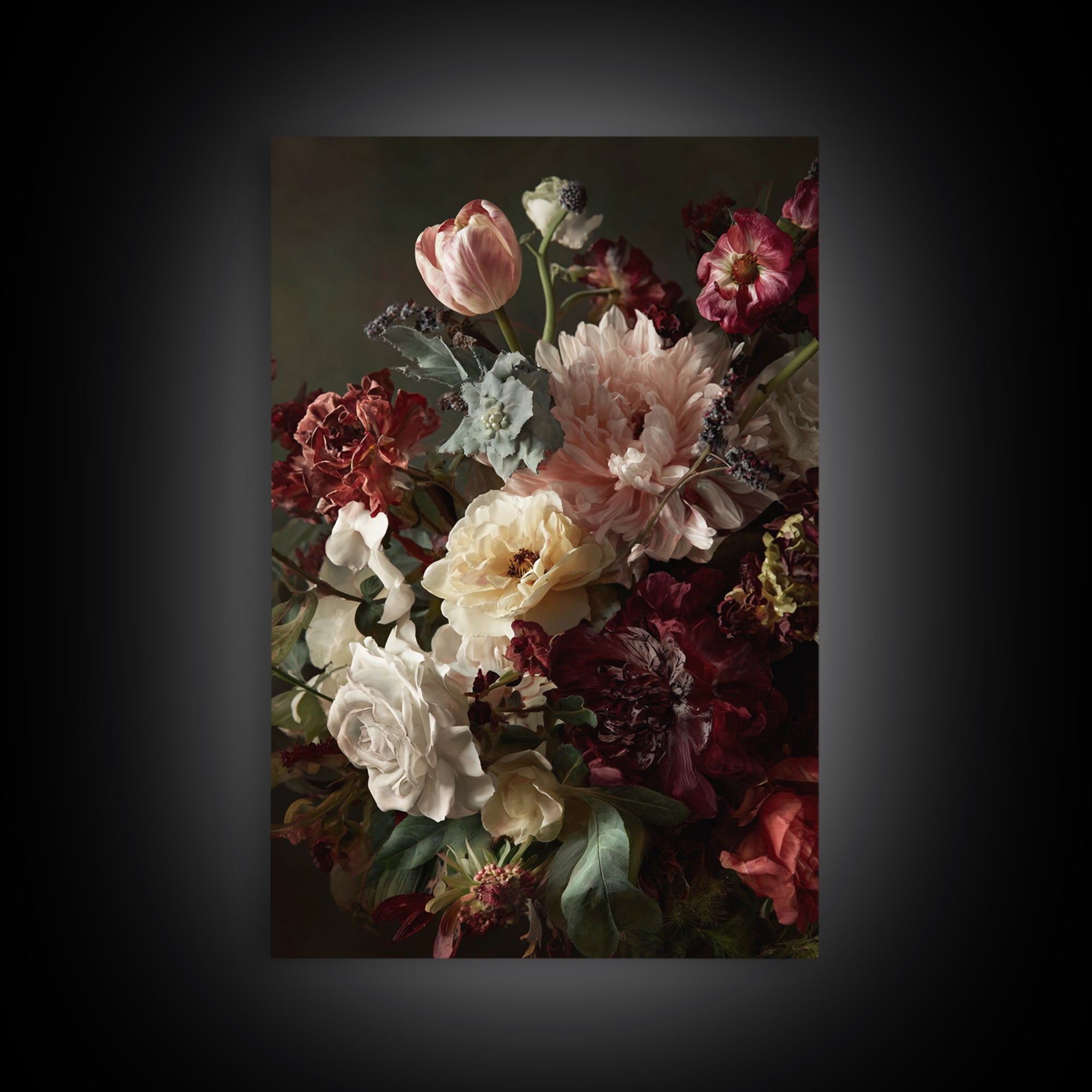 Large Expressive Floral Bouquet Canvas Print, Above Sofa Art, Wall Art, Living Room Decor, Statement, Horizontal Wall Art, ASA-2x3-86