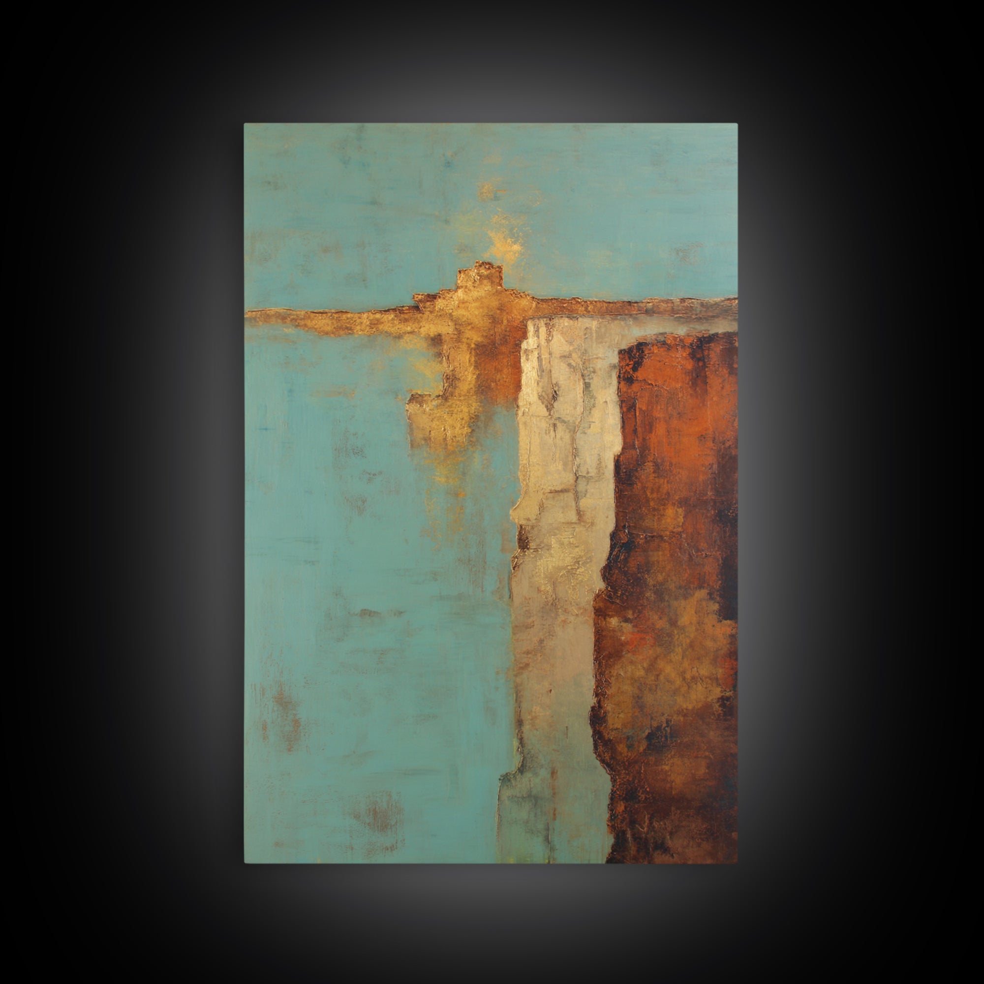 Abstract Canyon Landscape Framed Canvas Print, Above Sofa Art, Large Wall Art, Living Room Decor, Oil Painting, Statement, ASA-2x3-87