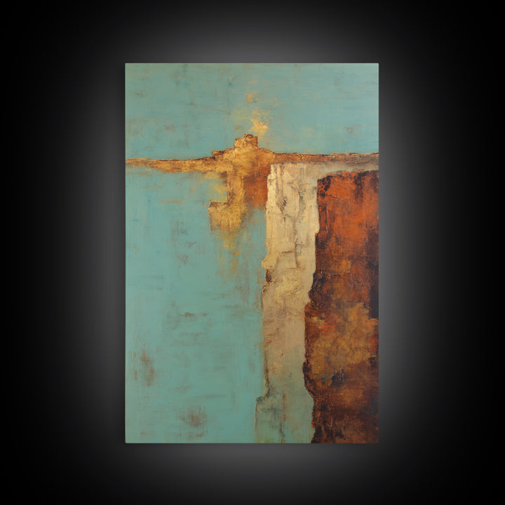 Abstract Canyon Landscape Framed Canvas Print, Above Sofa Art, Large Wall Art, Living Room Decor, Oil Painting, Statement, ASA-2x3-87