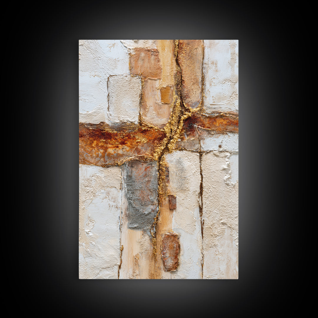 Textured Plaster Abstract Canvas Print, Above Sofa Art, Framed Wall Art, Living Room Decor, Abstract Art, Statement, ASA-2x3-91