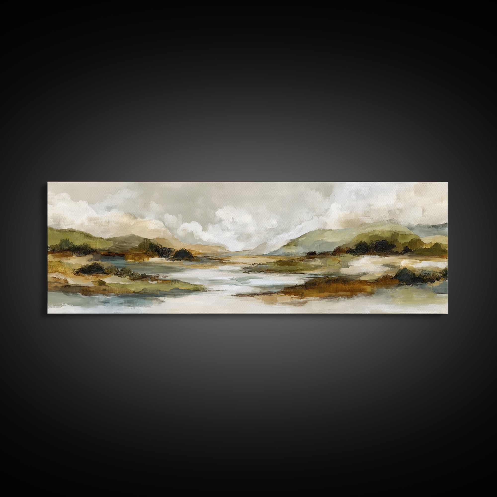 Oversized Abstract Landscape Framed Canvas Print, Above Sofa Art, Frame Tv Art, Living Room Decor, Fine Art, Statement, ASA-3x1-17