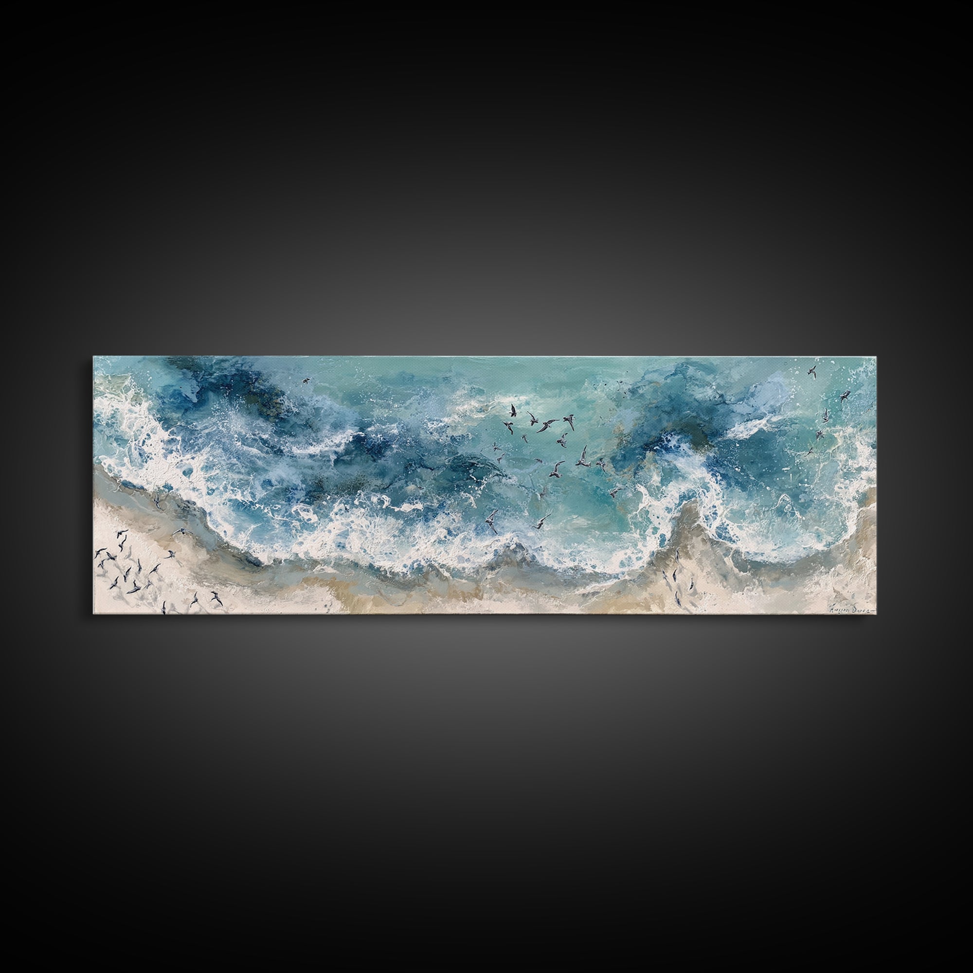 Panoramic Coastal Shoreline from an Aerial View Canvas Print, Above Sofa Art, Wall Decor, Living Room Decor, Statement, ASA-3x1-19