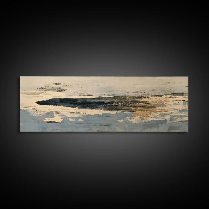 Minimal Black Ink Composition Canvas Print, Above Sofa Art, Coastal Decor, Living Room Decor, Fine Art, Statement, Luxury Decor, ASA-3x1-24