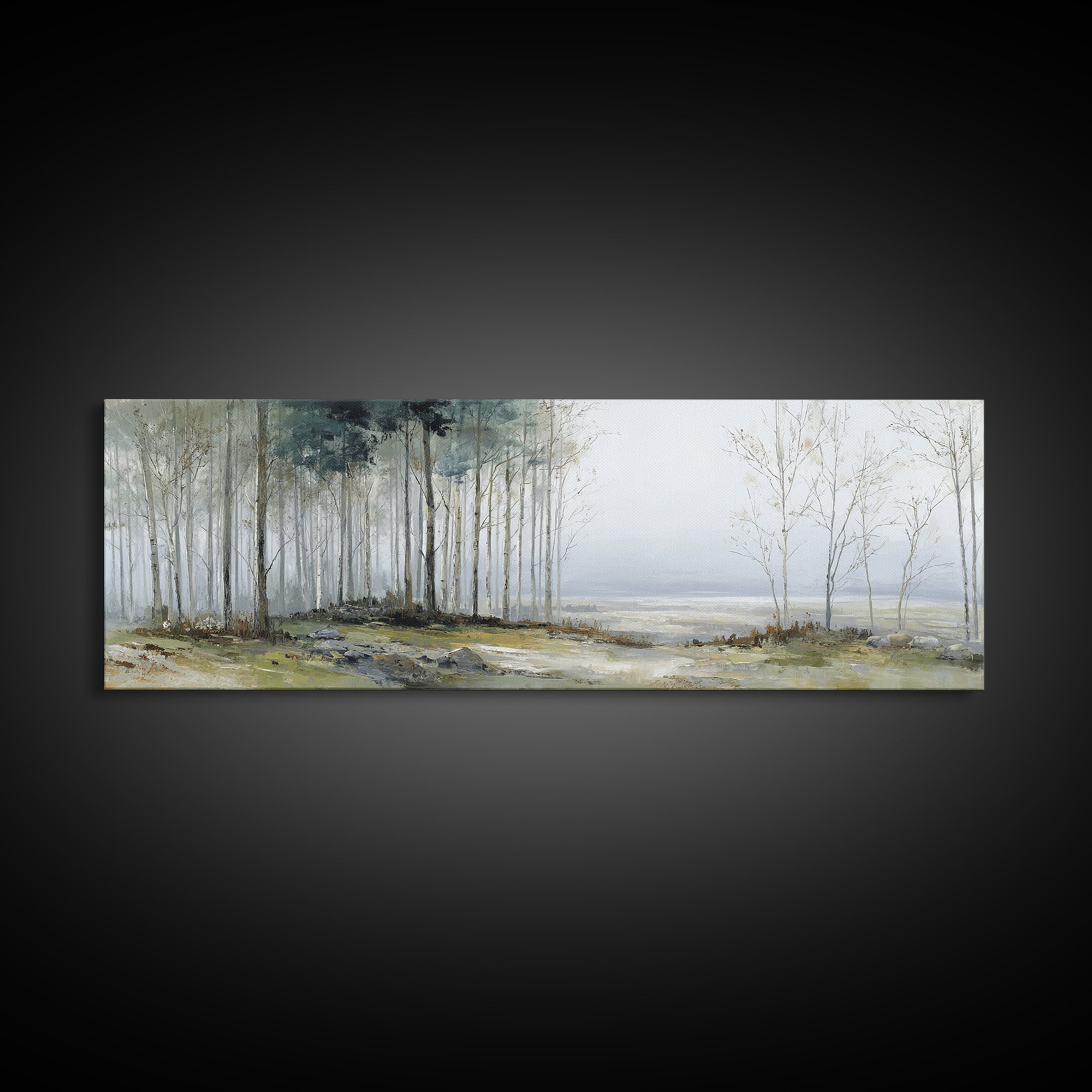Modern Scandinavian Forest Canvas Print, Above Sofa Art, Fine Art Print, Living Room Decor, Fine Art, Statement, ASA-3x1-31