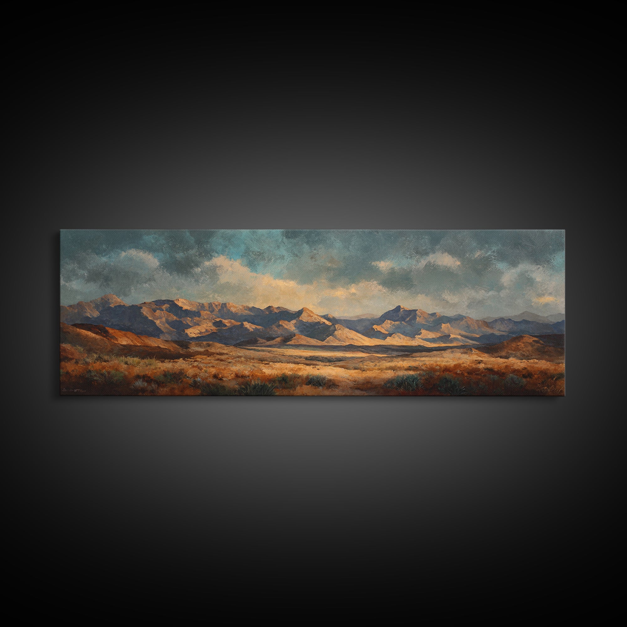 Desert Mesa Panorama Canvas Print, Above Sofa Art, Minimalist Wall Art, Living Room Decor, Fine Art, Statement, ASA-3x1-36