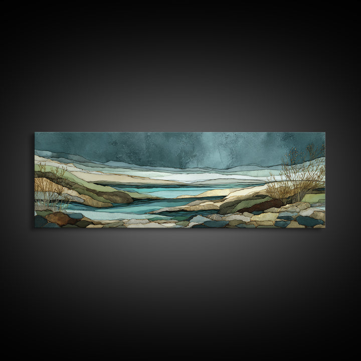 Abstract River Bends Canvas Print, Above Sofa Art, Gallery Decor, Living Room Decor, Fine Art, Statement, Minimalist Decor, ASA-3x1-39