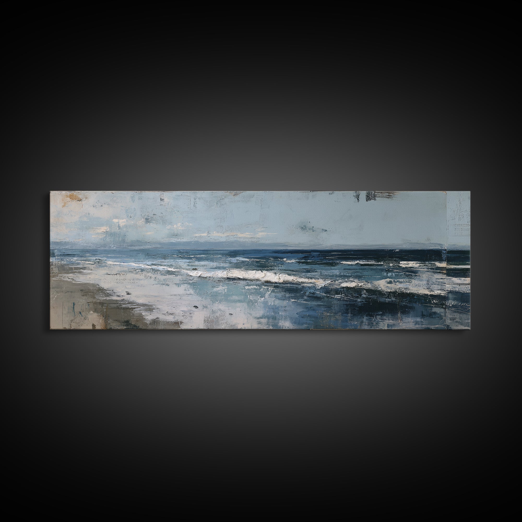 Moody Seascape at Twilight Canvas Print, Above Sofa Art, Set of 3 Prints, Living Room Decor, Watercolor Art, Statement, ASA-3x1-4