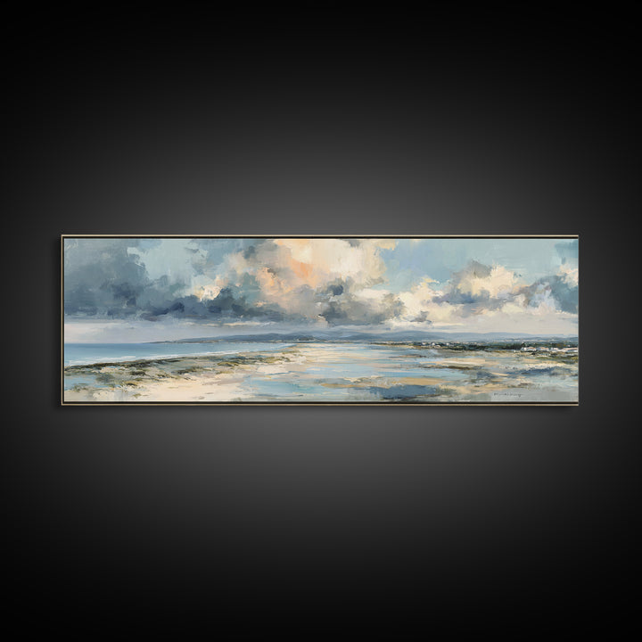 Panoramic Coastal Shoreline from an Aerial View Canvas Print, Above Sofa Art, Minimalist Decor, Living Room Decor, Statement, ASA-3x1-43