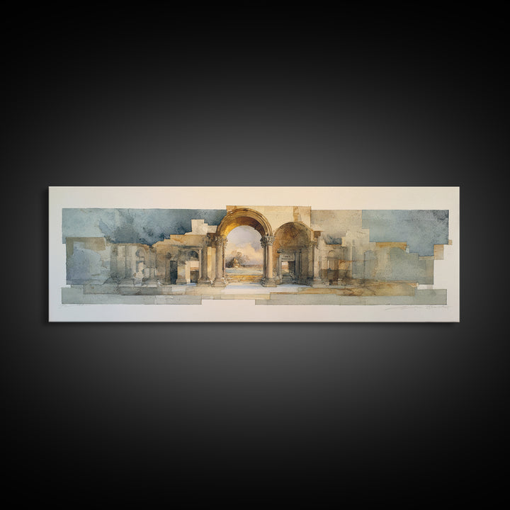 Architectural Arch Study Canvas Print, Above Sofa Art, Horizontal Wall Art, Living Room Decor, Abstract Art, Statement, ASA-3x1-49