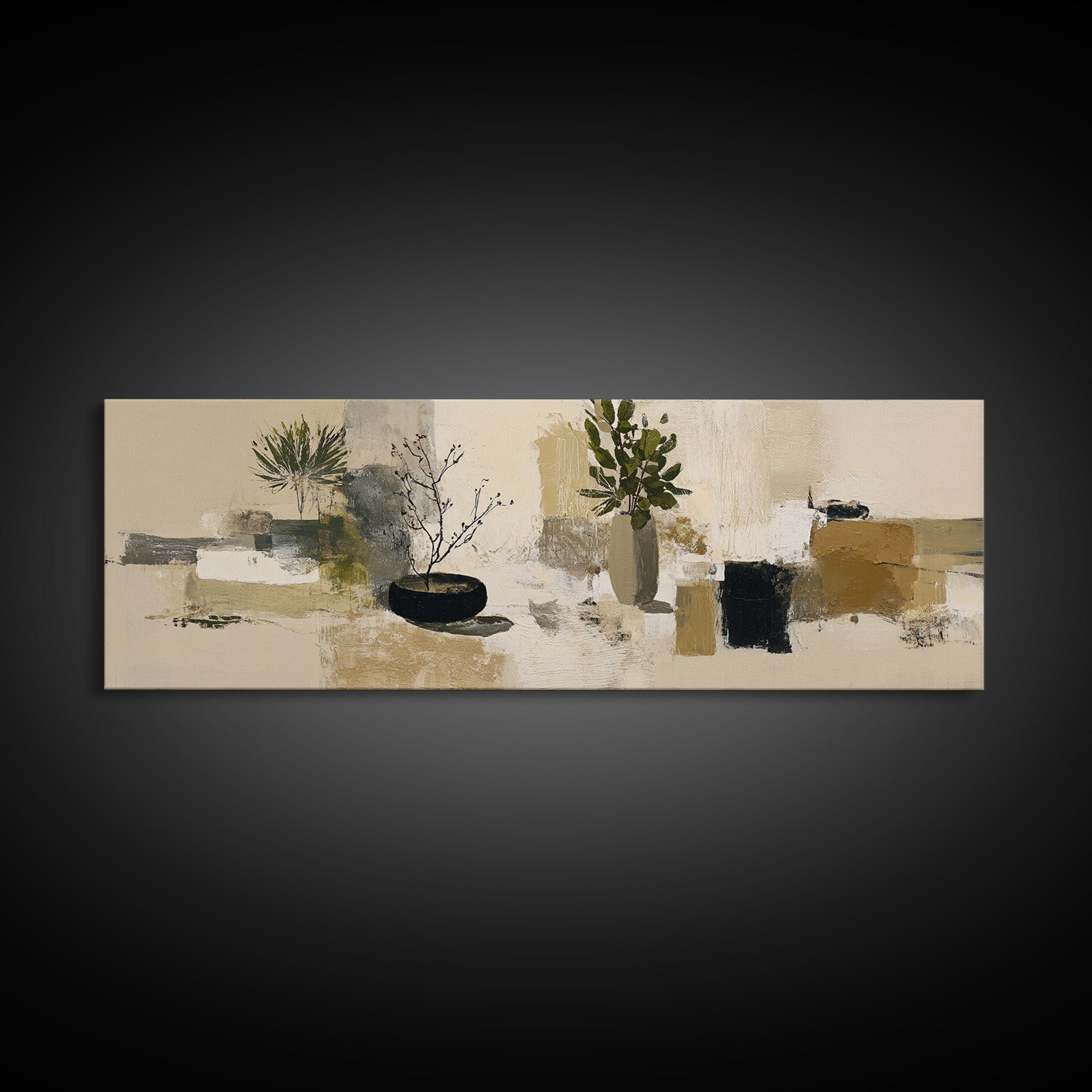 Large Neutral Still Life Canvas Print, Above Sofa Art, Living Room Wall Art, Living Room Decor, Watercolor Art, Statement, ASA-3x1-54