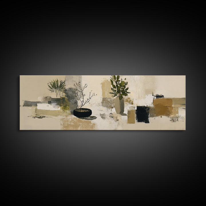 Large Neutral Still Life Canvas Print, Above Sofa Art, Living Room Wall Art, Living Room Decor, Watercolor Art, Statement, ASA-3x1-54