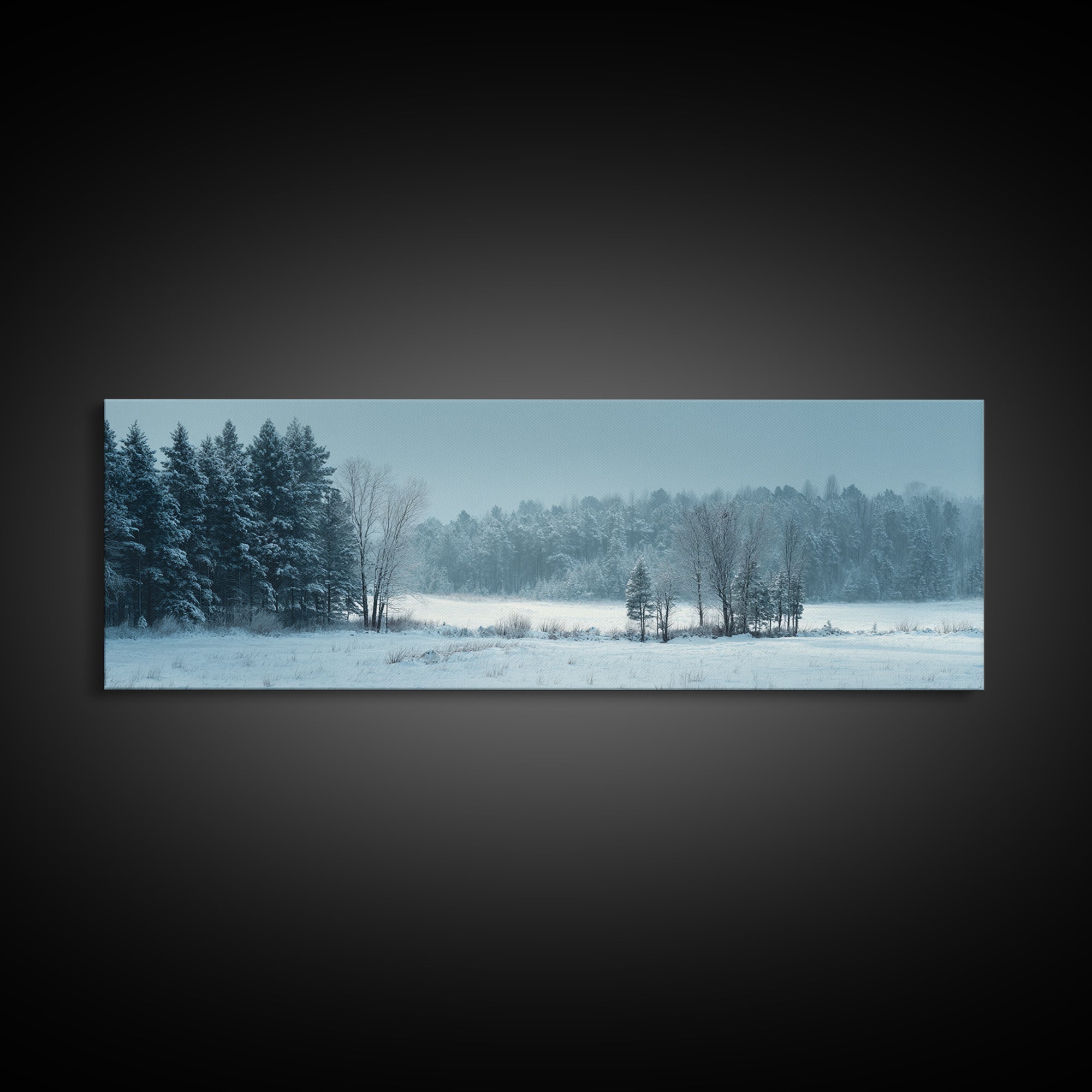 Modern Scandinavian Forest Framed Canvas Print, Above Sofa Art, Room Decor, Living Room Decor, Oil Painting, Statement, ASA-3x1-55