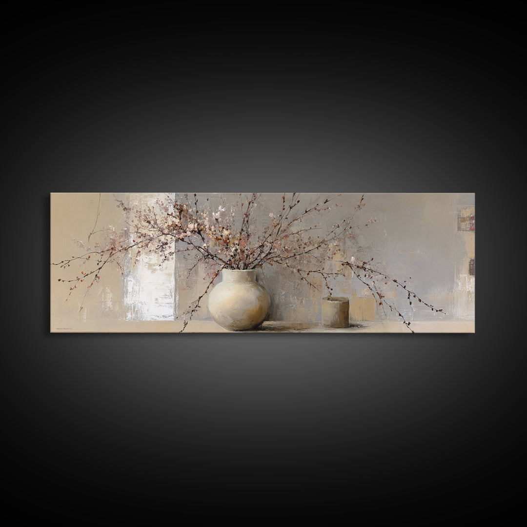 Large Neutral Still Life Canvas Print, Above Sofa Art, Canvas Print, Living Room Decor, Fine Art, Statement, Botanical Wall Art, ASA-3x1-6