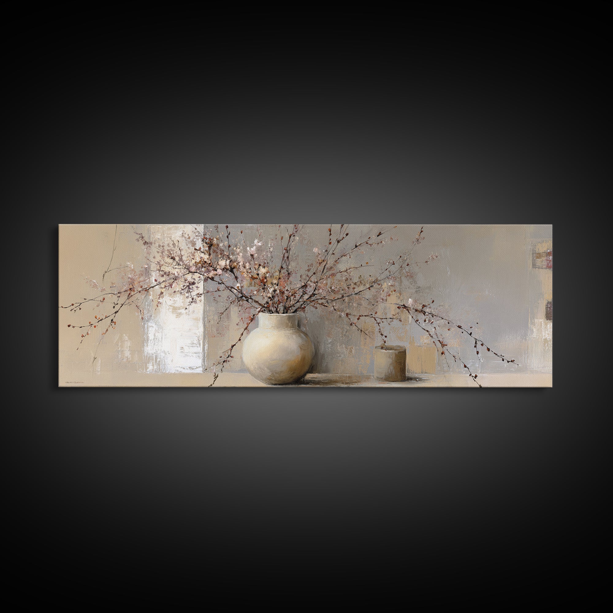 Large Neutral Still Life Canvas Print, Above Sofa Art, Canvas Print, Living Room Decor, Fine Art, Statement, Botanical Wall Art, ASA-3x1-6