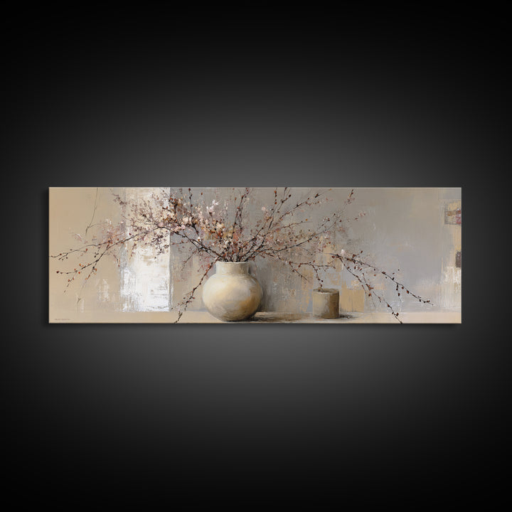 Large Neutral Still Life Canvas Print, Above Sofa Art, Canvas Print, Living Room Decor, Fine Art, Statement, Botanical Wall Art, ASA-3x1-6