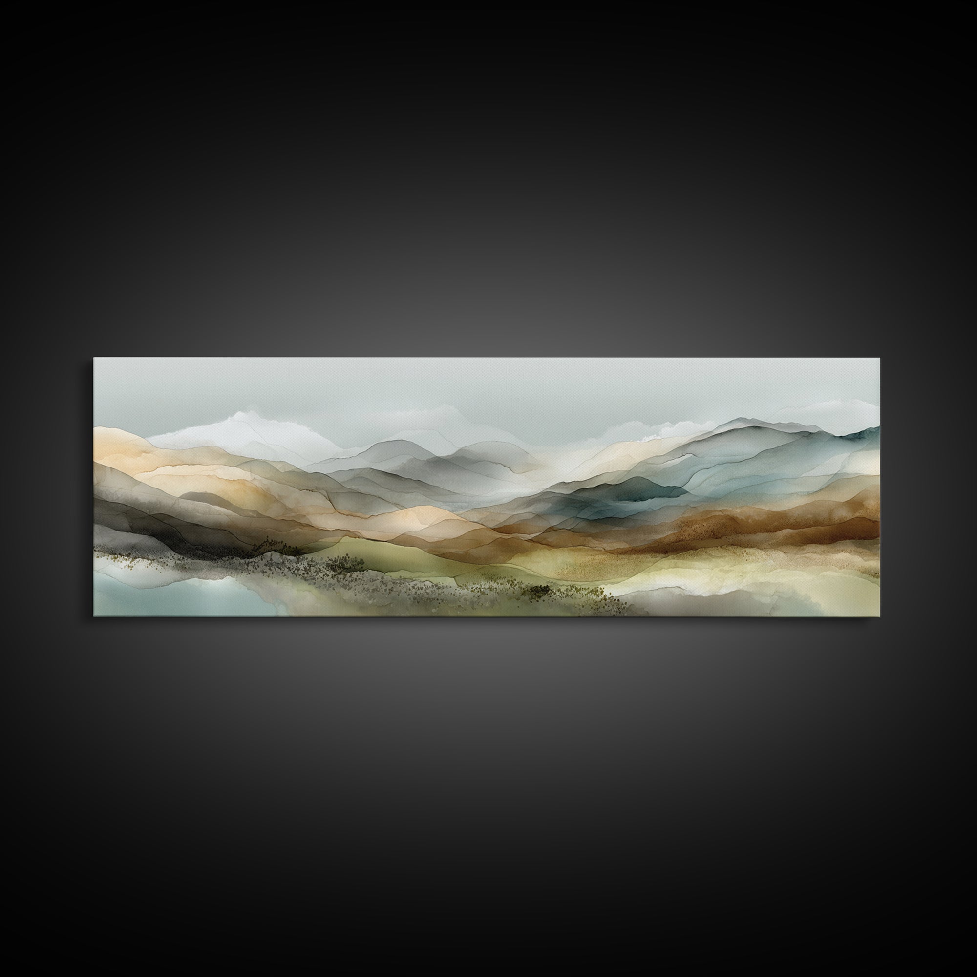 Abstract River Bends Framed Canvas Print, Above Sofa Art, Boho Decor, Living Room Decor, Abstract Art, Statement, ASA-3x1-63