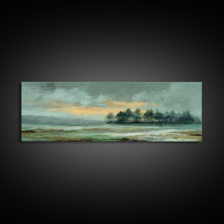 Gallery Style Landscape with Expansive Negative Space Canvas Print, Above Sofa Art, Statement Artwork, Living Room Decor, ASA-3x1-64