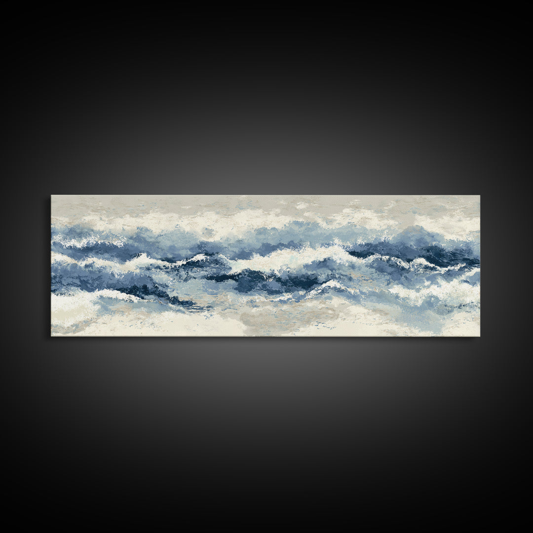 Panoramic Coastal Shoreline from an Aerial View Canvas Print, Above Sofa Art, Large Wall Art, Living Room Decor, Statement, ASA-3x1-67