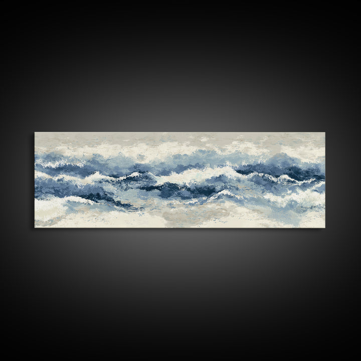 Panoramic Coastal Shoreline from an Aerial View Canvas Print, Above Sofa Art, Large Wall Art, Living Room Decor, Statement, ASA-3x1-67