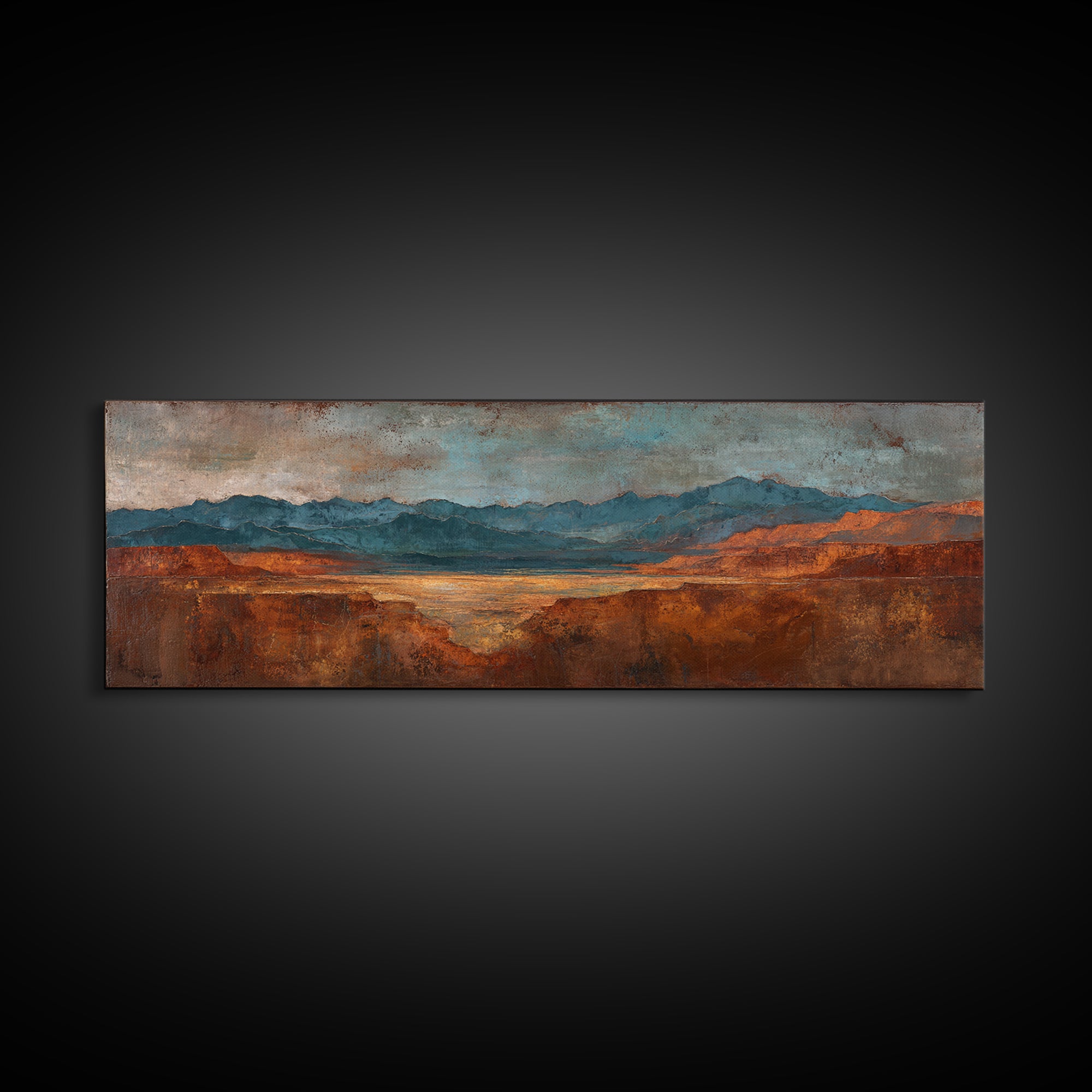 Abstract Canyon Landscape Canvas Print, Above Sofa Art, Framed Wall Art, Living Room Decor, Oil Painting, Statement, ASA-3x1-71