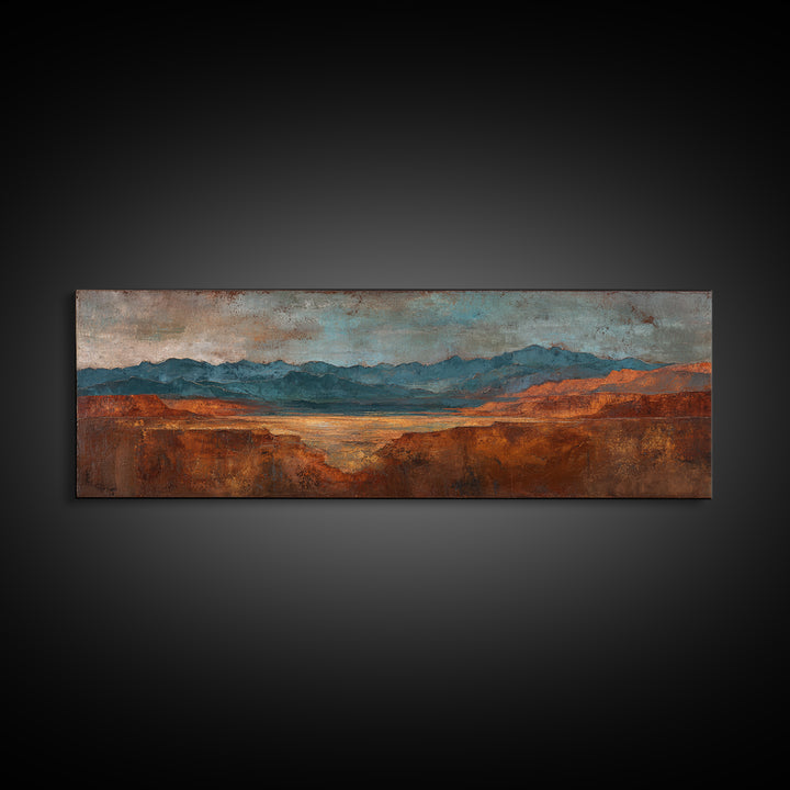 Abstract Canyon Landscape Canvas Print, Above Sofa Art, Framed Wall Art, Living Room Decor, Oil Painting, Statement, ASA-3x1-71