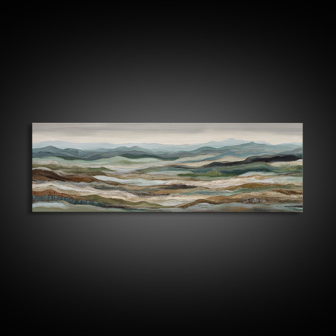 Abstract River Bends Framed Canvas Print, Above Sofa Art, Mid Century Modern, Living Room Decor, Abstract Art, Statement, ASA-3x1-87