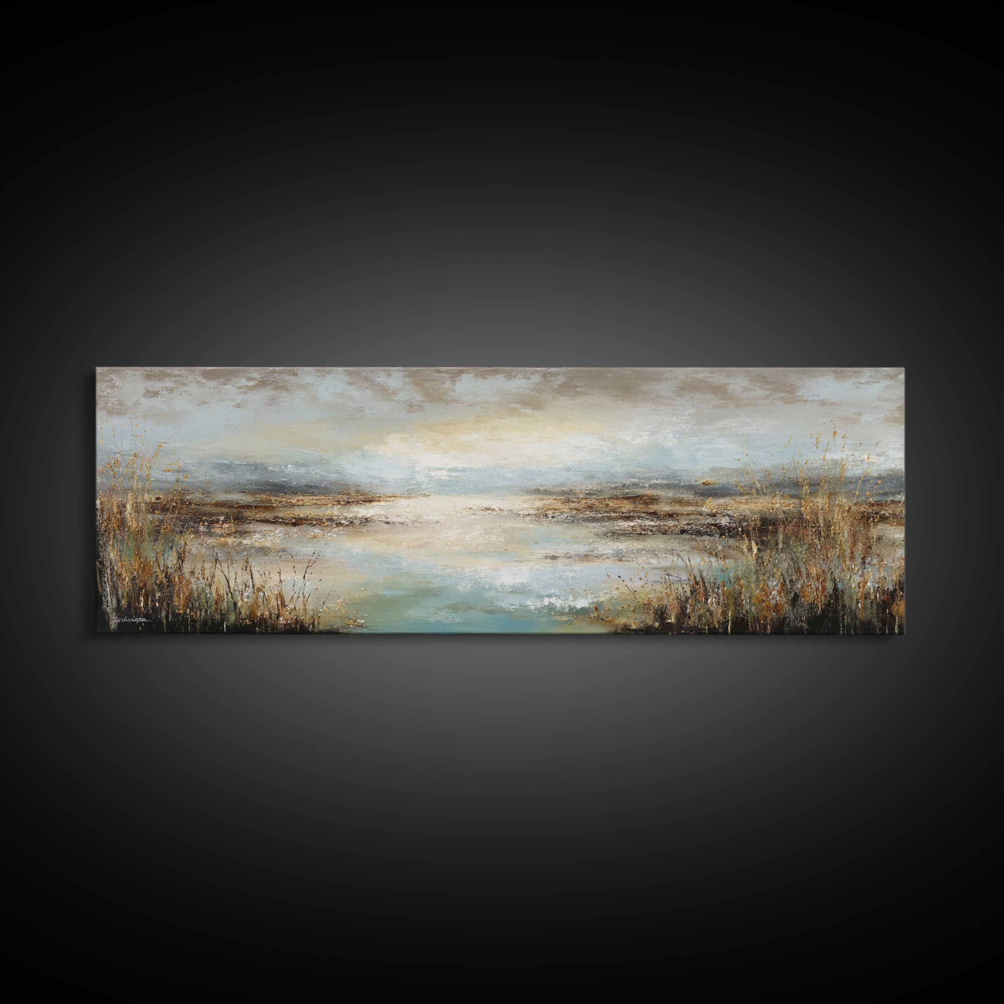 Oversized Abstract Landscape Framed Canvas Print, Above Sofa Art, Above Bed Decor, Living Room Decor, Fine Art, Statement, ASA-3x1-89