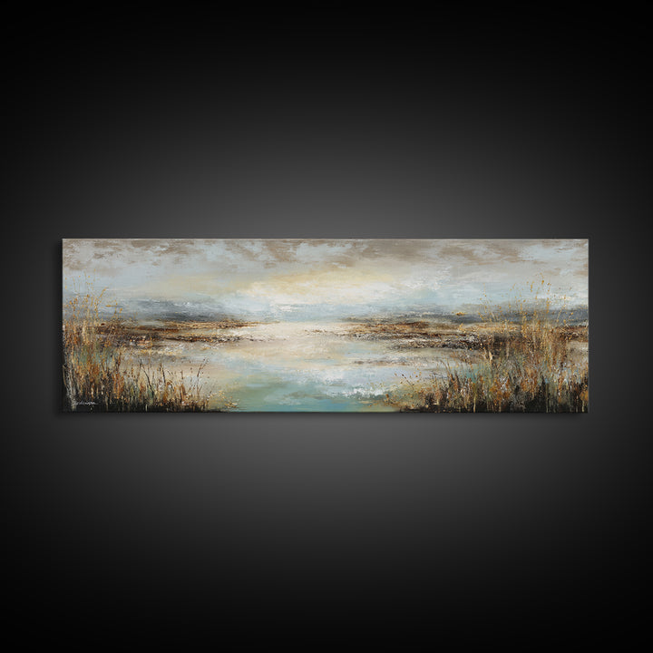 Oversized Abstract Landscape Framed Canvas Print, Above Sofa Art, Above Bed Decor, Living Room Decor, Fine Art, Statement, ASA-3x1-89
