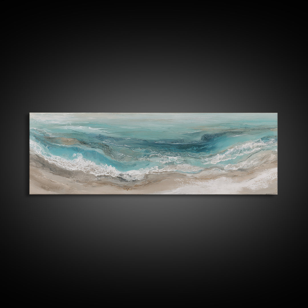 Panoramic Coastal Shoreline from an Aerial View Canvas Print, Above Sofa Art, Botanical Wall Art, Living Room Decor, Statement, ASA-3x1-91