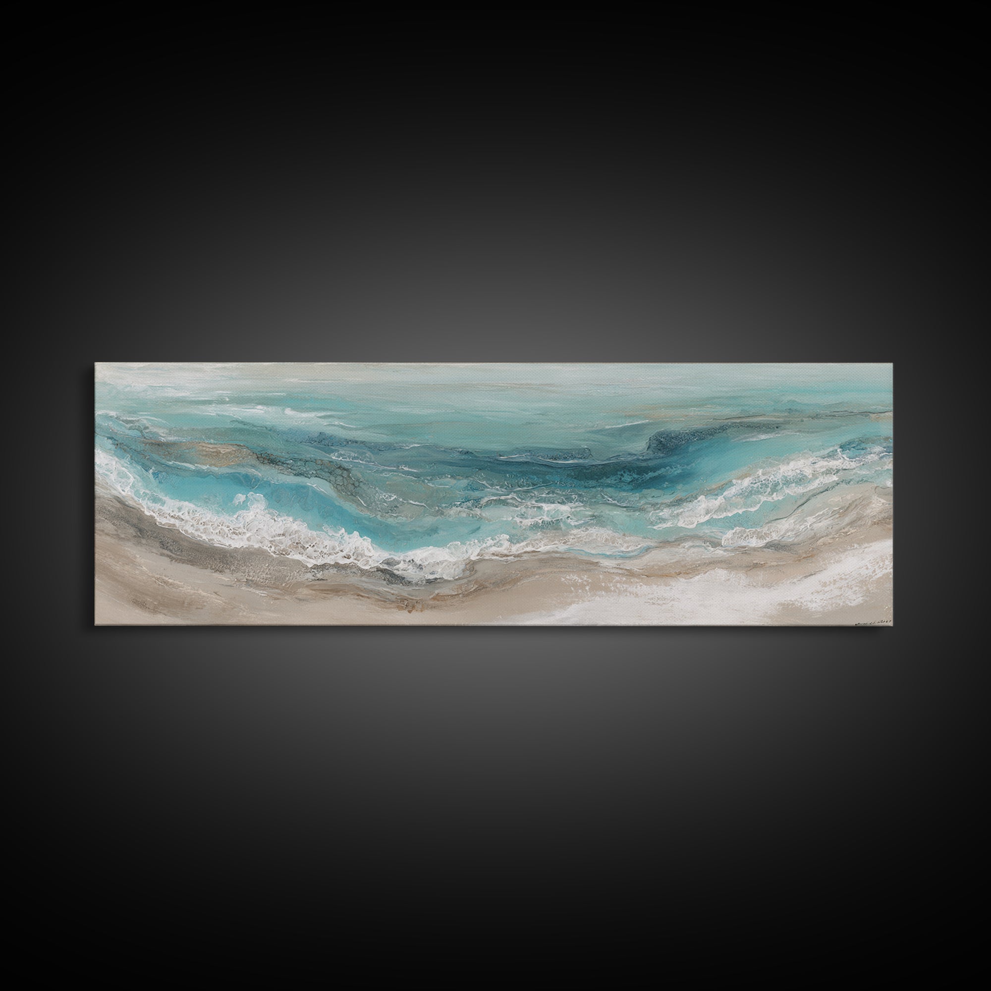 Panoramic Coastal Shoreline from an Aerial View Canvas Print, Above Sofa Art, Botanical Wall Art, Living Room Decor, Statement, ASA-3x1-91