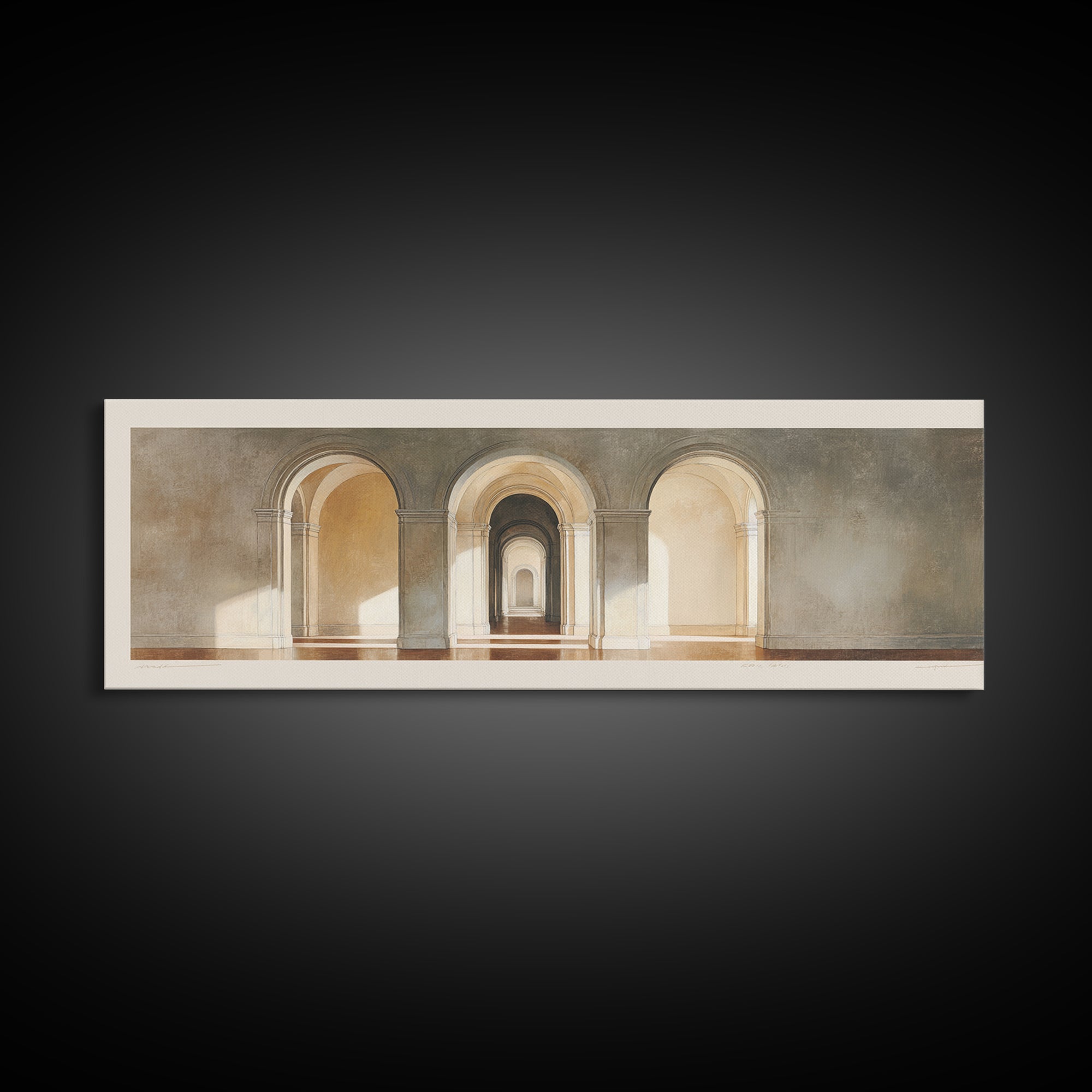 Architectural Arch Study Canvas Print, Above Sofa Art, Japandi Wall Art, Living Room Decor, Watercolor Art, Statement, ASA-3x1-97