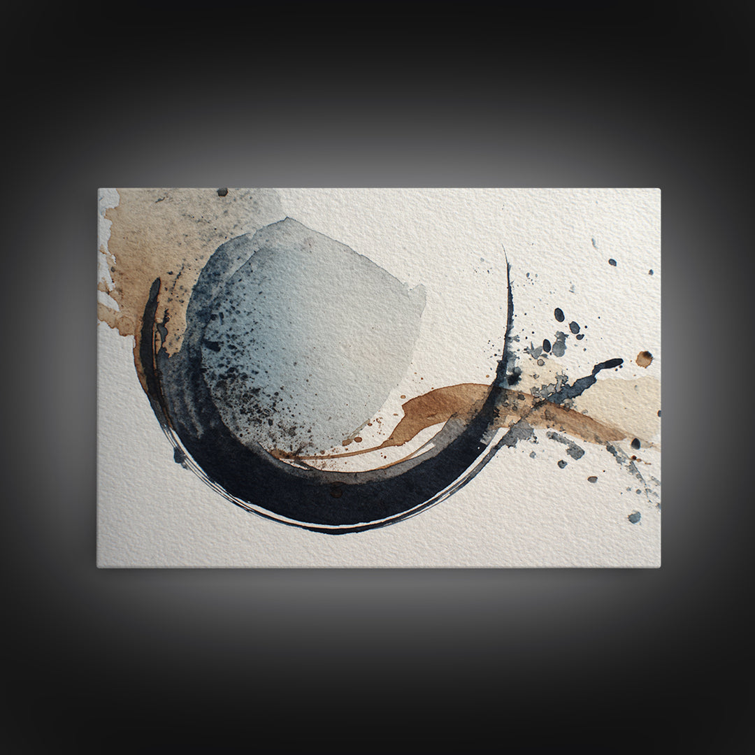 Minimal Black Ink Composition Canvas Print, Above Sofa Art, Mid Century Modern, Living Room Decor, Fine Art, Statement, ASA-3x2-12
