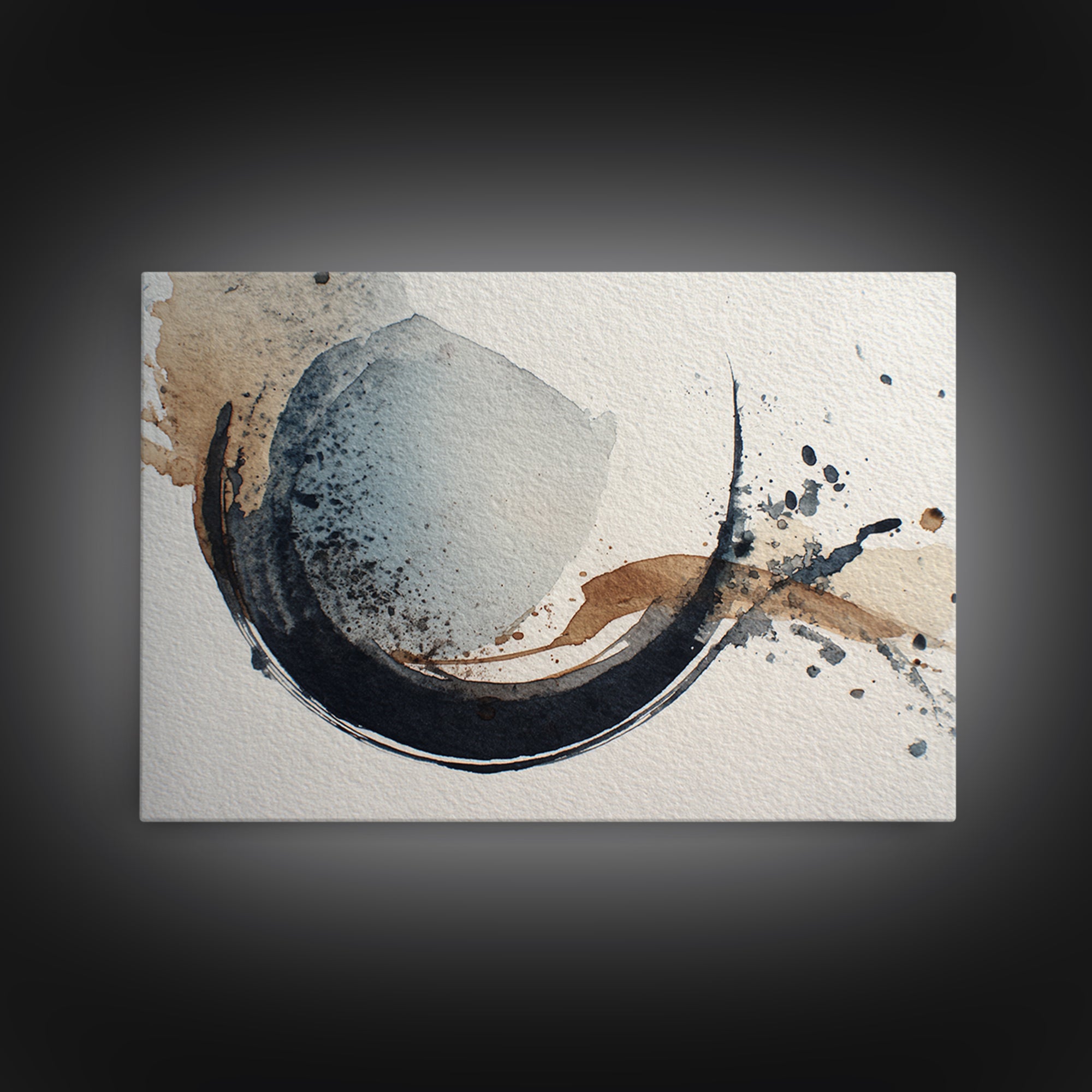 Minimal Black Ink Composition Canvas Print, Above Sofa Art, Mid Century Modern, Living Room Decor, Fine Art, Statement, ASA-3x2-12