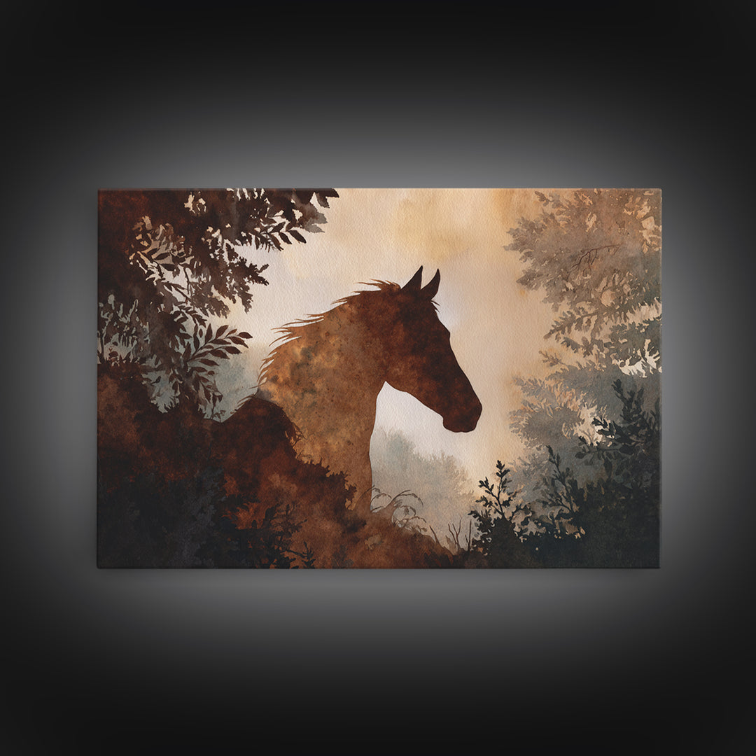 Statement Horse Silhouette Canvas Print, Above Sofa Art, Living Room Decor, Statement 517, Set of Prints, Above Bed Decor, ASA-3x2-17