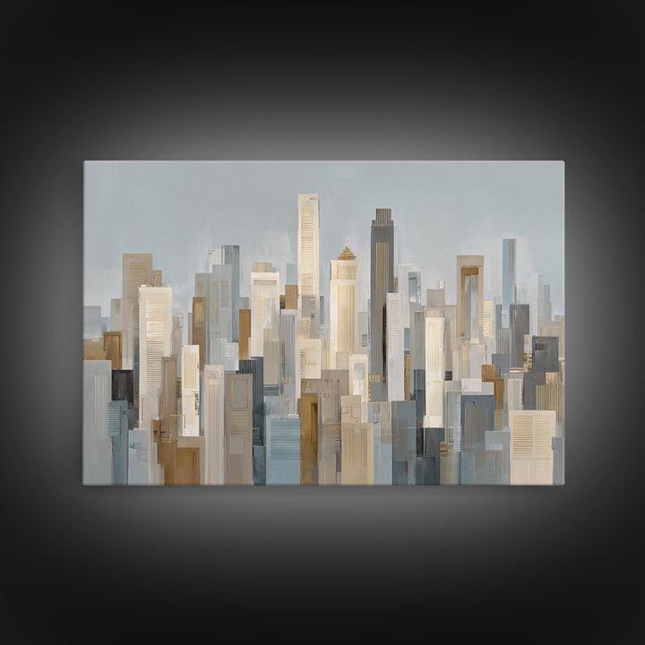 Quiet City Skyline Reduced to Elegant Shapes Canvas Print, Above Sofa Art, Minimalist Decor, Living Room Decor, Statement, ASA-3x2-2