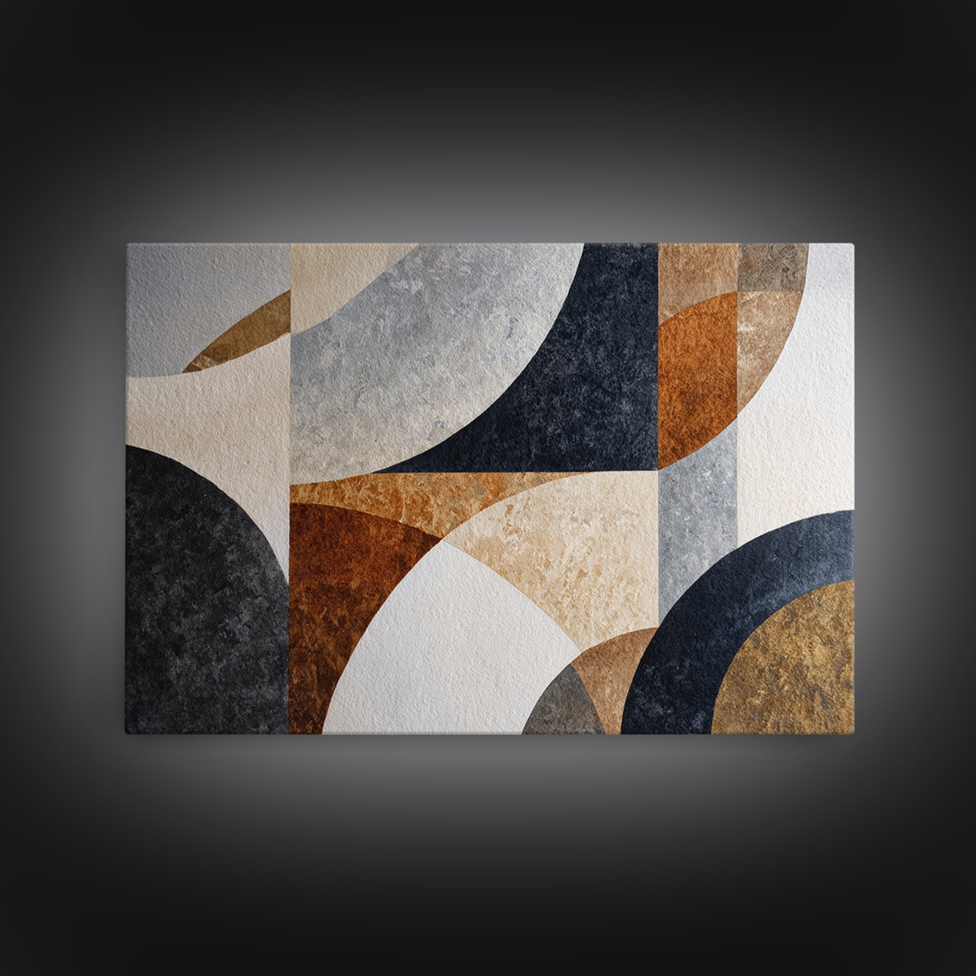 Luxury Monochrome Stone Composition Framed Canvas Print, Above Sofa Art, Canvas Wall Art, Living Room Decor, Statement, ASA-3x2-23