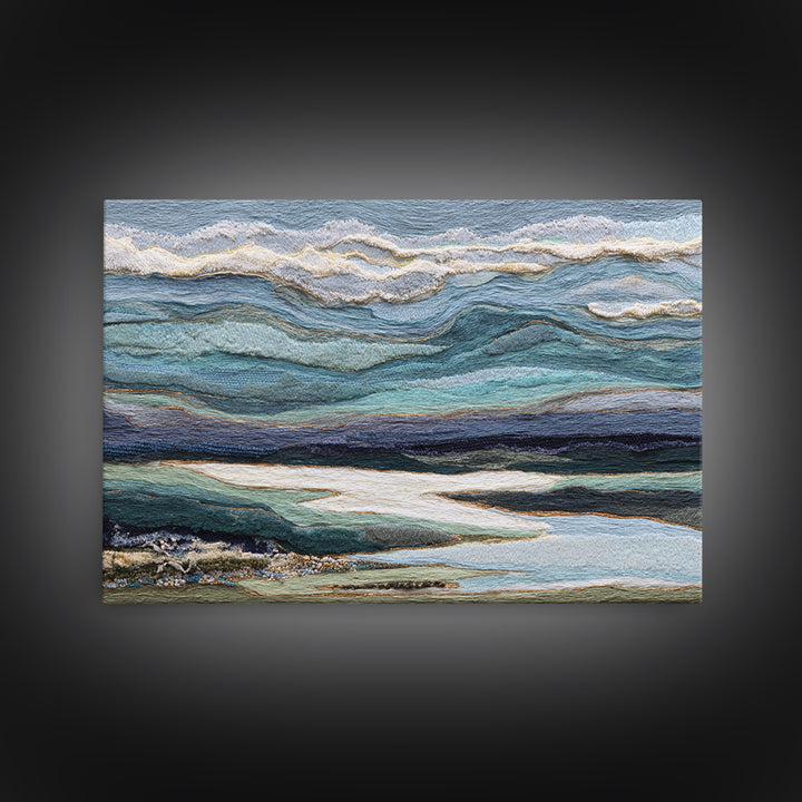 Abstract River Bends Framed Canvas Print, Above Sofa Art, Farmhouse Decor, Living Room Decor, Statement 527, Piece Wall Art, ASA-3x2-27
