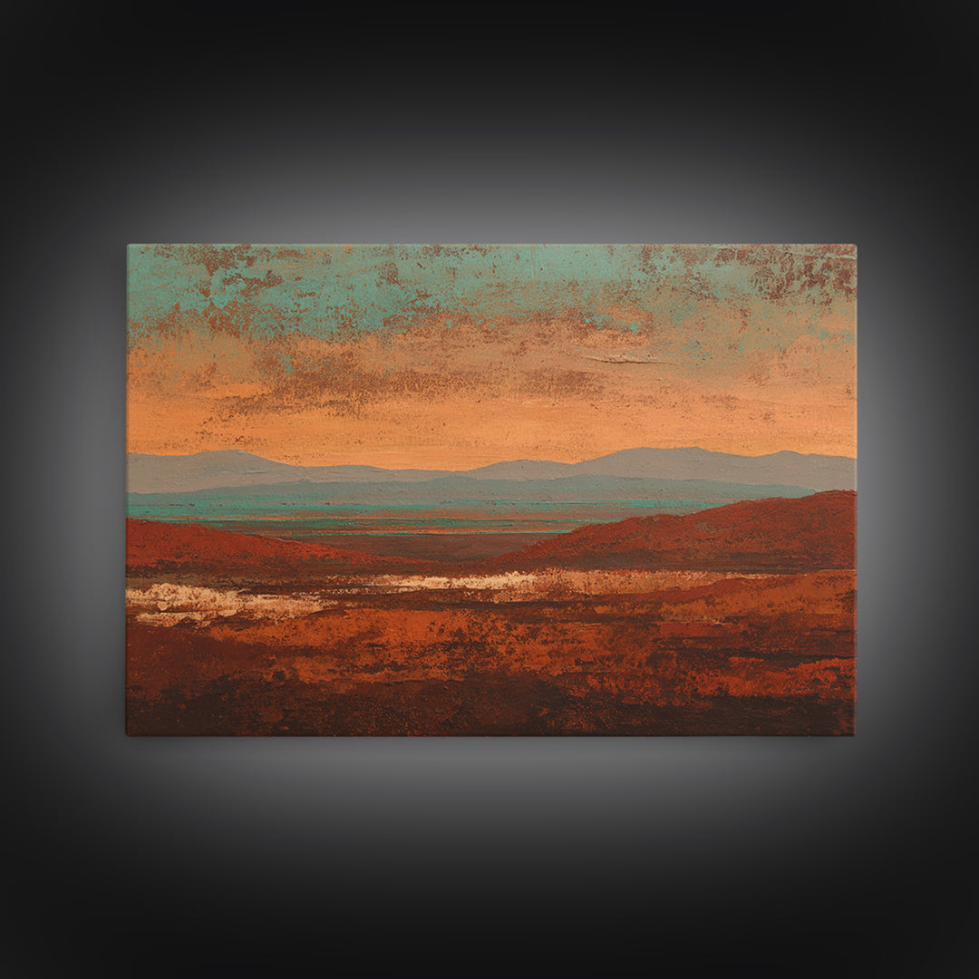 Abstract Canyon Landscape Framed Canvas Print, Above Sofa Art, Watercolor Painting, Living Room Decor, Fine Art, Statement, ASA-3x2-35
